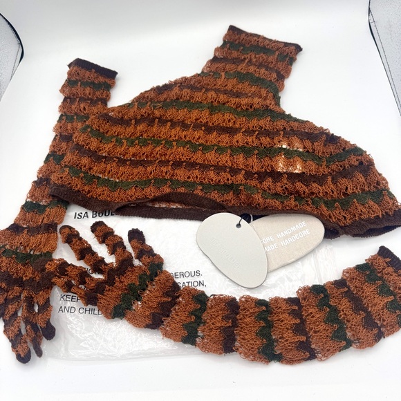 NWT Isa Boulder Knit Lacy Neck-warmer and Sleeves Gloves Handmade - Picture 4 of 15